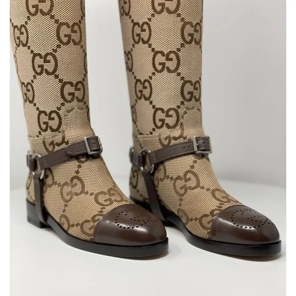 ❗️SOLD OUT ❗️Gucci Knee-high Boots With Harness  Euro size 36.5/ US 6.5 Brown - Picture 14 of 17